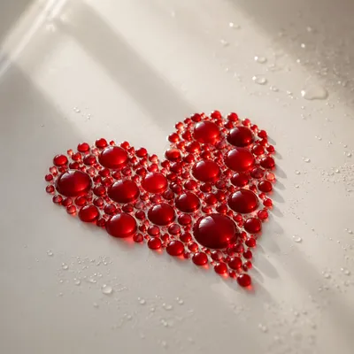 Translucent Red Glass Heart on Cream