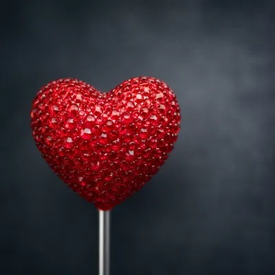 Photorealistic Red Heart Ornament on Dark Background