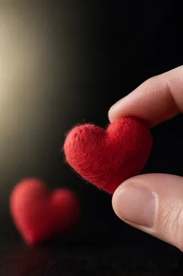 Red Felt Hearts in Gentle Hand
