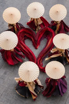Crimson Ribbon Heart Parade Overhead
