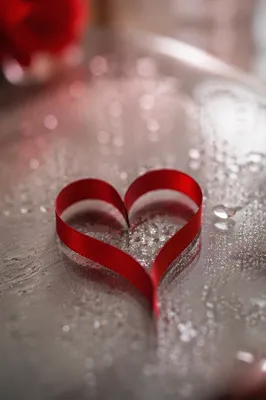 Red Ribbon Heart on Misted Glass