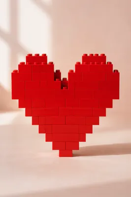 Pixelated Red Brick Heart Love Symbol