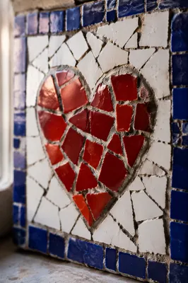Red Heart Ceramic Mosaic Close Up