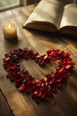 Red Petal Heart with Candlelight Devotion
