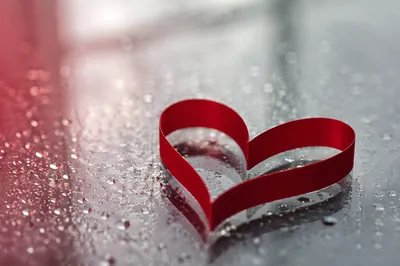 Red Ribbon Heart on Misted Glass