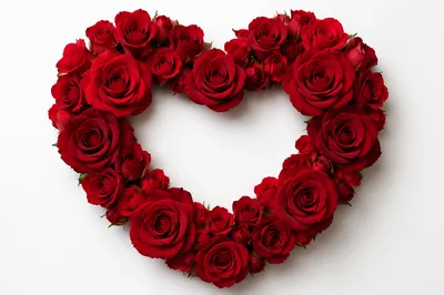 Red Rose Heart Wreath on White