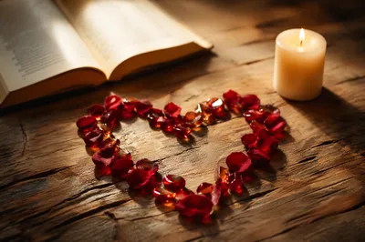 Red Petal Heart with Candlelight Devotion