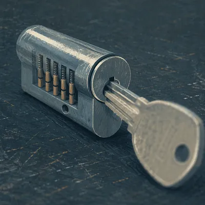 Macro Metal Key in Lock Core