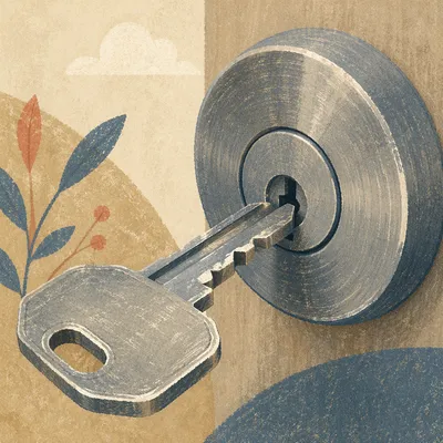 Silver Key in Brushed Metal Lock