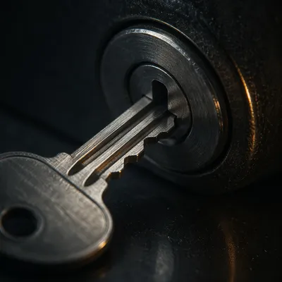 Metal Key and Lock Abstract Close-Up