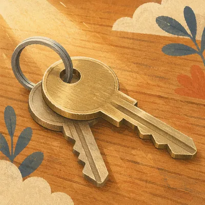 Abstract Metal Keys on Warm Wood