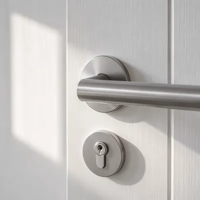 Minimal Door Lock and Handle Close-Up