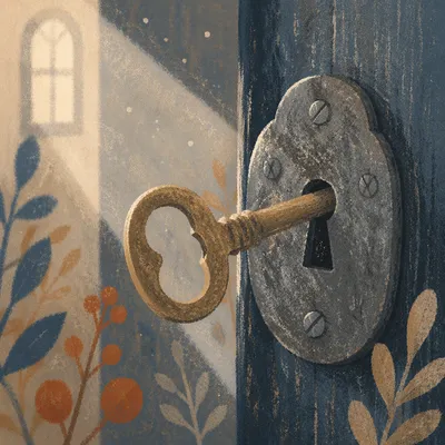 Aged Brass Key in Morning Light