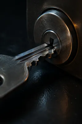 Abstract Metal Key and Lock Close-Up