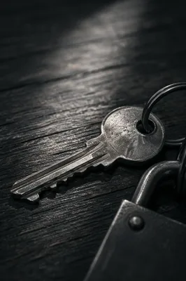 Monochrome Key and Lock Macro Closeup