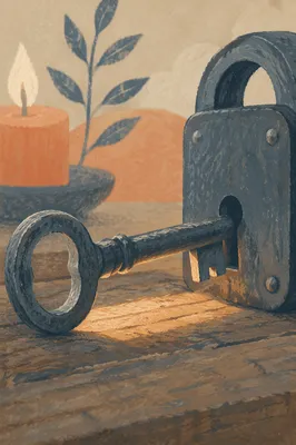 Old Metal Key in Quiet Candlelight