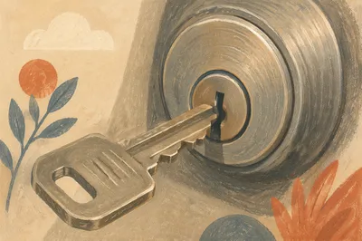Silver Key in Brushed Steel Lock