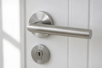 Modern Door Lock and Lever Close-Up