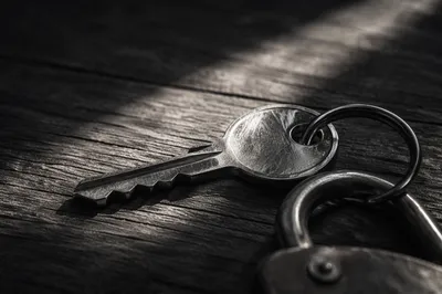 Monochrome Macro Key and Lock Security