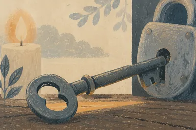 Old Key in Lock by Candlelight