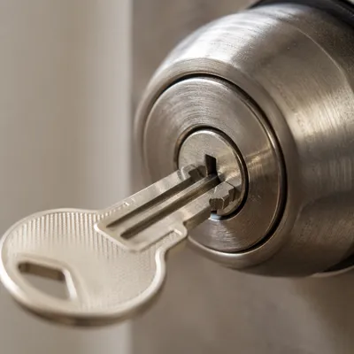 Silver Key in Brushed Metal Lock