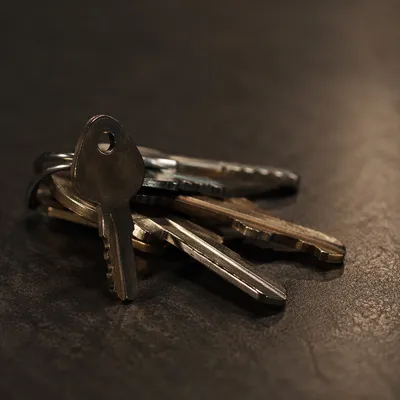 Macro Metal Keys on Dark Table