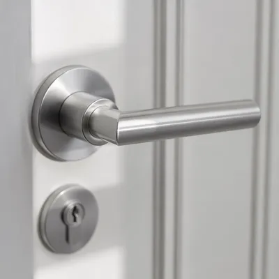 Modern Door Lock and Lever Close-Up