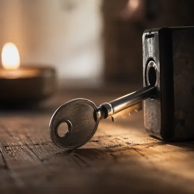 Old Metal Key in Quiet Candlelight