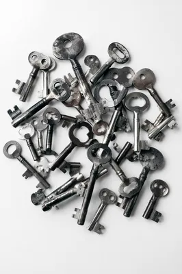 Vintage Metal Keys on White Background