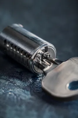 Macro Metal Key in Secure Lock