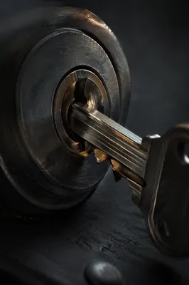 Abstract Metal Key and Lock Close-Up