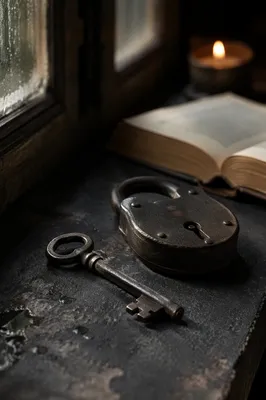 Aged Key and Lock in Candlelight
