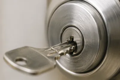 Silver Key in Brushed Metal Lock