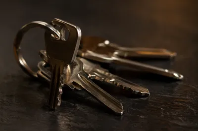 Macro Metal Keys on Dark Table