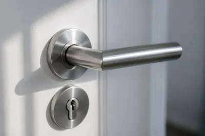 Modern Stainless Door Lock Close-Up