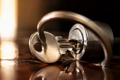 Macro Key in Lock with Warm Reflection