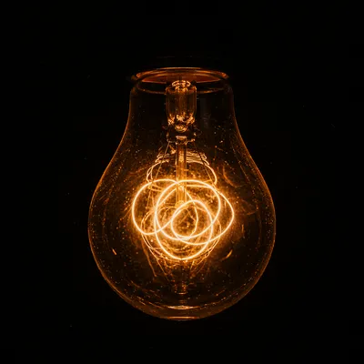 Glowing Light Bulb Idea in Darkness