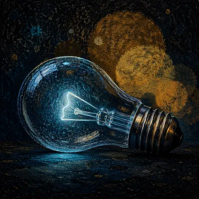 Glowing Light Bulb Idea in Dark Abstract