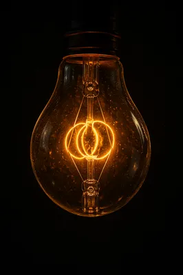 Glowing Light Bulb Idea in Charcoal Darkness