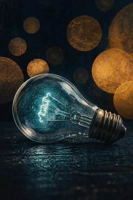 Glowing Light Bulb Idea on Dark Background