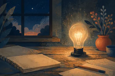 Glowing Light Bulb of Quiet Innovation