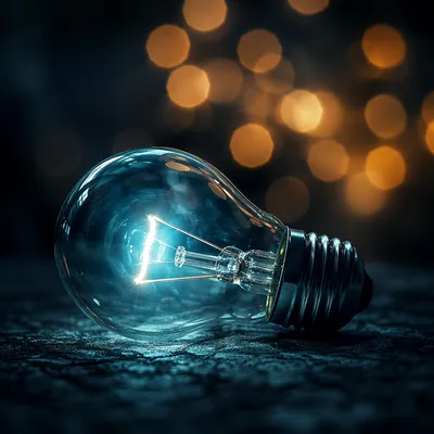Glowing Light Bulb Idea on Dark Background