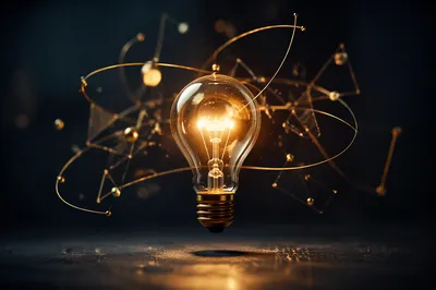 Glowing Light Bulb of Creative Innovation