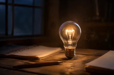 Warm Glowing Light Bulb Idea