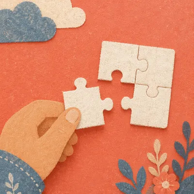 Coral Puzzle Pieces Symbolizing Teamwork