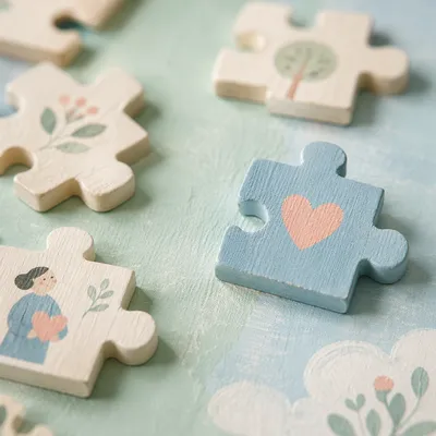 Pastel Puzzle Pieces Symbolizing Teamwork Connection