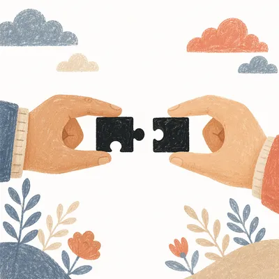 Hands Connecting Puzzle Pieces for Teamwork