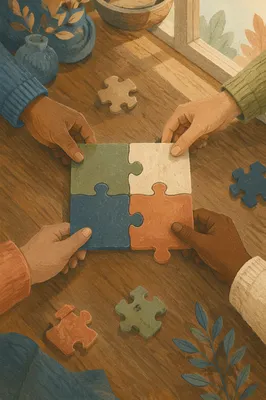 Hands Joining Puzzle Pieces in Harmony