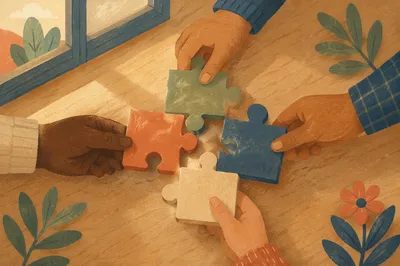 Hands Joining Puzzle Pieces in Harmony