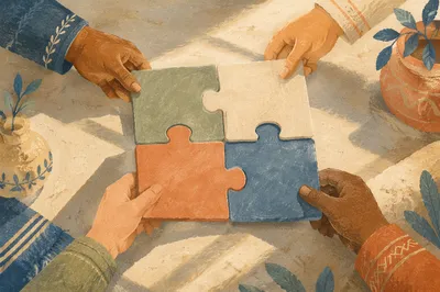 Hands Joining Puzzle Pieces in Harmony